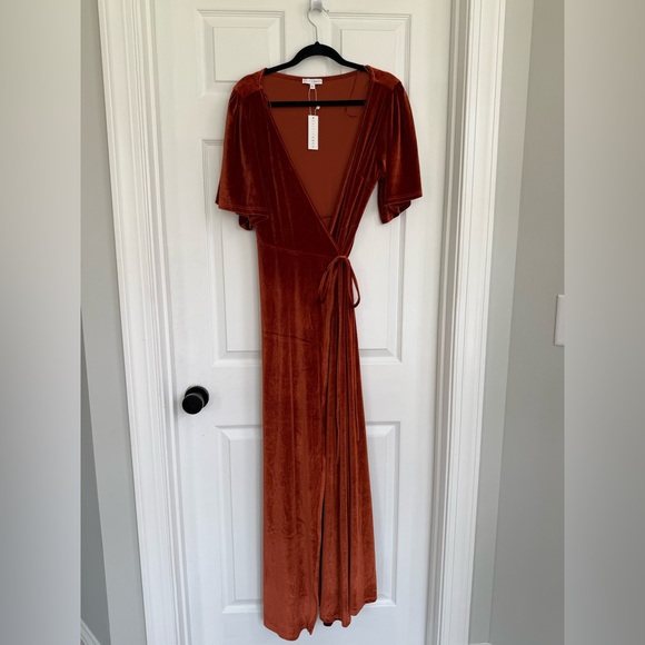 Baltic Born Meghan Velvet Wrap Maxi Dress in color rust - Picture 3 of 4